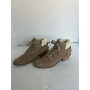 DV by Dolce Vita Beige Suede Fleece Lined Laced Low Heel Side Zipper Booties 7.5